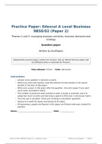Practice Paper with Mark Scheme&colon; Edexcel A Level Business 9BS0&sol;02 &lpar;Paper 2&rpar;
