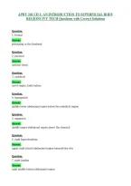 Aphy 101 Ch 1&colon; An Introduction To Superficial Body&NewLine;Regions Ivy Tech Questions With Correct Solutions