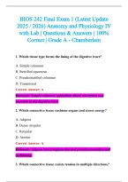 BIOS 242 Exam 2026-2027 QUESTIONS AND ANSWERS ALREADY GRADED A&plus;&period;&NewLine;100&percnt; Verified Solutions &vert; Updated Per Latest Guidelines &vert; Graded A&plus;
