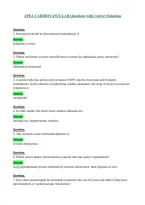 APEA CARDIOLOGY Questions with Correct Solutions&NewLine;Question&colon;&NewLine;1&period; According to ACC&sol;AHA guidelines&comma; what is considered elevated blood pressure and&NewLine;hypertension&quest;&NewLine;Answer&colon;&NewLine;Elevated BP >120&sol;80 e Hypertension&colon; 130&sol;80 mmHg JNC-8&colon; does not stage HTN&semi; diagnosi