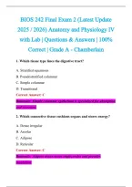 BIOS 242 Exam 2026-2027 QUESTIONS AND ANSWERS ALREADY GRADED A&plus;&period;&NewLine;100&percnt; Verified Solutions &vert; Updated Per Latest Guidelines &vert; Graded A&plus;