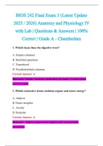 BIOS 242 Exam 2026-2027 QUESTIONS AND ANSWERS ALREADY GRADED A&plus;&period;&NewLine;100&percnt; Verified Solutions &vert; Updated Per Latest Guidelines &vert; Graded A&plus;