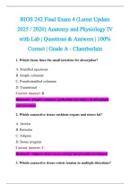 BIOS 242 Exam 2026-2027 QUESTIONS AND ANSWERS ALREADY GRADED A&plus;&period;&NewLine;100&percnt; Verified Solutions &vert; Updated Per Latest Guidelines &vert; Graded A&plus;