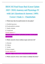 BIOS 242 Exam 2026-2027 QUESTIONS AND ANSWERS ALREADY GRADED A&plus;&period;&NewLine;100&percnt; Verified Solutions &vert; Updated Per Latest Guidelines &vert; Graded A&plus;