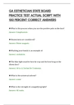Ga Esthetician State Board&NewLine;Practice Test Actual Script With&NewLine;100 Percent Correct Answers