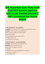 QFA Regulations Exam Study Guide &NewLine;2026&sol;2027 Accurate Questions &NewLine;with Correct Detailed Solutions &vert;&vert; &NewLine;100&percnt; Guaranteed Pass Newest &NewLine;Version 
