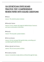 Ga Esthetician State Board&NewLine;Practice Test Comprehensive&NewLine;Review Paper With Solved Questions