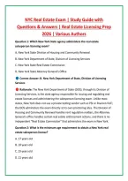NYC Real Estate Exam &vert; Study Guide with &NewLine;Questions & Answers &vert; Real Estate Licensing Prep &NewLine;2026 &vert; Various Authors