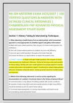 Nr 509 Midterm Exam 2026&sol;2027 &vert; 100 Verified Questions & Answers With Detailed Clinical Rationales &vert; Chamberlain Fnp Advanced Physical Assessment Study Guide