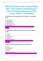 BIOS 242 Exam 2026-2027 QUESTIONS AND ANSWERS ALREADY GRADED A&plus;&period;&NewLine;100&percnt; Verified Solutions &vert; Updated Per Latest Guidelines &vert; Graded A&plus;