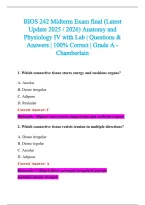 BIOS 242 Exam 2026-2027 QUESTIONS AND ANSWERS ALREADY GRADED A&plus;&period;&NewLine;100&percnt; Verified Solutions &vert; Updated Per Latest Guidelines &vert; Graded A&plus;