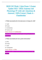 BIOS 242 Exam 2026-2027 QUESTIONS AND ANSWERS ALREADY GRADED A&plus;&period;&NewLine;100&percnt; Verified Solutions &vert; Updated Per Latest Guidelines &vert; Graded A&plus;
