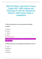 BIOS 242 Exam 2026-2027 QUESTIONS AND ANSWERS ALREADY GRADED A&plus;&period;&NewLine;100&percnt; Verified Solutions &vert; Updated Per Latest Guidelines &vert; Graded A&plus;