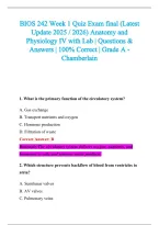 BIOS 242 Exam 2026-2027 QUESTIONS AND ANSWERS ALREADY GRADED A&plus;&period;&NewLine;100&percnt; Verified Solutions &vert; Updated Per Latest Guidelines &vert; Graded A&plus;