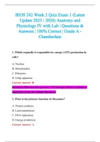 BIOS 242 Exam 2026-2027 QUESTIONS AND ANSWERS ALREADY GRADED A&plus;&period;&NewLine;100&percnt; Verified Solutions &vert; Updated Per Latest Guidelines &vert; Graded A&plus;
