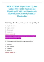 BIOS 242 Exam 2026-2027 QUESTIONS AND ANSWERS ALREADY GRADED A&plus;&period;&NewLine;100&percnt; Verified Solutions &vert; Updated Per Latest Guidelines &vert; Graded A&plus;