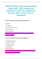 BIOS 242 Exam 2026-2027 QUESTIONS AND ANSWERS ALREADY GRADED A&plus;&period;&NewLine;100&percnt; Verified Solutions &vert; Updated Per Latest Guidelines &vert; Graded A&plus;