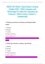 BIOS 242 Exam 2026-2027 QUESTIONS AND ANSWERS ALREADY GRADED A&plus;&period;&NewLine;100&percnt; Verified Solutions &vert; Updated Per Latest Guidelines &vert; Graded A&plus;