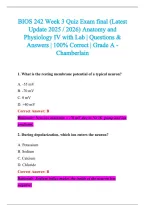 BIOS 242 Exam 2026-2027 QUESTIONS AND ANSWERS ALREADY GRADED A&plus;&period;&NewLine;100&percnt; Verified Solutions &vert; Updated Per Latest Guidelines &vert; Graded A&plus;