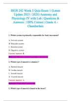 BIOS 242 Exam 2026-2027 QUESTIONS AND ANSWERS ALREADY GRADED A&plus;&period;&NewLine;100&percnt; Verified Solutions &vert; Updated Per Latest Guidelines &vert; Graded A&plus;