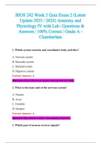 BIOS 242 Exam 2026-2027 QUESTIONS AND ANSWERS ALREADY GRADED A&plus;&period;&NewLine;100&percnt; Verified Solutions &vert; Updated Per Latest Guidelines &vert; Graded A&plus;