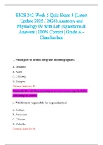 BIOS 242 Exam 2026-2027 QUESTIONS AND ANSWERS ALREADY GRADED A&plus;&period;&NewLine;100&percnt; Verified Solutions &vert; Updated Per Latest Guidelines &vert; Graded A&plus;