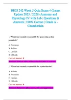 BIOS 242 Exam 2026-2027 QUESTIONS AND ANSWERS ALREADY GRADED A&plus;&period;&NewLine;100&percnt; Verified Solutions &vert; Updated Per Latest Guidelines &vert; Graded A&plus;