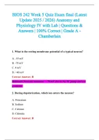 BIOS 242 Exam 2026-2027 QUESTIONS AND ANSWERS ALREADY GRADED A&plus;&period;&NewLine;100&percnt; Verified Solutions &vert; Updated Per Latest Guidelines &vert; Graded A&plus;