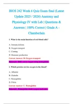 BIOS 242 Exam 2026-2027 QUESTIONS AND ANSWERS ALREADY GRADED A&plus;&period;&NewLine;100&percnt; Verified Solutions &vert; Updated Per Latest Guidelines &vert; Graded A&plus;