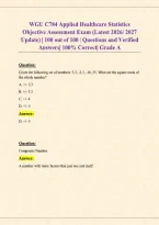 WGU C784 Applied Healthcare Statistics OA 1&colon; 2026&sol;2027 Objective Assessment EXAM with A&plus; Solutions &vert; Western Governors University &vert; Verified Answers&NewLine;