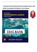 Test bank for Environmental Science A Global Concern 16&sol;E &NewLine;William Cunningham All Chapters 1 to 25 Covered 