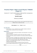 Practice Paper with Mark Scheme&colon; AQA A Level Physics 7408&sol;02 &lpar;Paper 2&rpar;