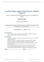 Practice Paper with Mark Scheme&colon; AQA A Level Physics 7408&sol;03 &lpar;Paper 3&rpar;