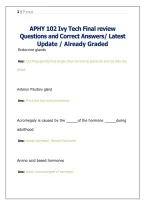 APHY 102 Ivy TechAPHY 102 Ivy Tech Final review &NewLine;Questions and Correct Answers&sol; Latest &NewLine;Update &sol; Already Graded 
