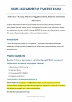 NURS 1150 Midterm Exam &lpar;PDF&rpar; &vert; 2026-2027 &vert; University of Toledo &vert; Pharmacology Questions&comma; Answers & Rationales