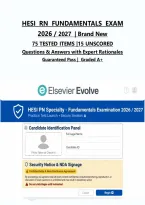 HESI RN Fundamentals Exam &vert; 2026&sol;2027 &vert; Newly Released &vert; Actual Exam &vert; 75 Tested Items &plus; 15 Unscored &vert; Q&A with Expert Rationales &vert; Guaranteed Pass - A&plus; Graded&NewLine;&NewLine;