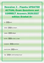 Hawaiian 3 &ndash; P&omacr;peku UPDATED&NewLine;ACTUAL Exam Questions and&NewLine;CORRECT Answers 2026&sol;2027&NewLine;edition Graded A&plus;