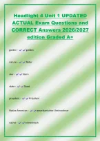 Headlight 4 Unit 1 UPDATED&NewLine;ACTUAL Exam Questions and&NewLine;CORRECT Answers 2026&sol;2027&NewLine;edition Graded A&plus;