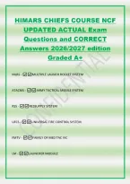 Himars Chiefs Course Ncf&NewLine;Updated Actual Exam&NewLine;Questions And Correct&NewLine;Answers 2026&sol;2027 Edition&NewLine;Graded A&plus;&NewLine;Mlrs -Multiple Launch Rocket System&NewLine;Atacms -Army Tactical Missile System