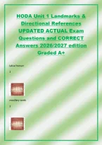 HODA Unit 1 Landmarks &&NewLine;Directional References&NewLine;UPDATED ACTUAL Exam&NewLine;Questions and CORRECT&NewLine;Answers 2026&sol;2027 edition&NewLine;Graded A&plus;