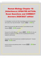Human Biology Chapter 19&NewLine;&lpar;Inheritance&rpar; UPDATED ACTUAL&NewLine;Exam Questions and CORRECT&NewLine;Answers 2026&sol;2027 edition&NewLine;In a karyotype it can be seen that a homologous pair of chromosomes&NewLine;will contain how many chromatids&quest; - Answers  four&NewLine;What is the term for the