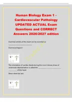 Human Biology Exam 1 -&NewLine;Cardiovascular Pathology&NewLine;UPDATED ACTUAL Exam&NewLine;Questions and CORRECT&NewLine;Answers 2026&sol;2027 edition
