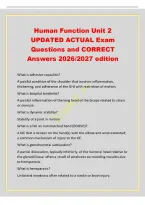 Human Function Unit 2 UPDATED ACTUAL Exam Questions and CORRECT Answers 2026&sol;2027 edition What is adhesive capsulitis&quest; A painful condition of the shoulder that involves inflammation&comma; thickening&comma; and adherence of the GHJ with restriction of motion&period;