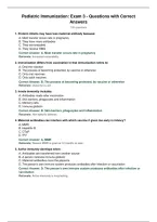 Pediatric Immunization&colon; Exam 3 - Questions with Correct&NewLine;Answers