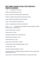 Aest Animal Science Actual Test Paper With&NewLine;Complete Answers