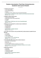 Pediatric Immunization&colon; Final Exam &lpar;Comprehensive&rpar; &NewLine;Questions with Correct Answers