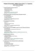 Pediatric Immunization&colon; Midterm Exam &lpar;Units 1-7&rpar; - Questions&NewLine;with Correct Answers