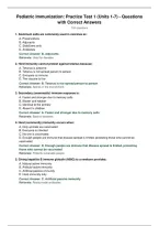 Pediatric Immunization&colon; Practice Test 1 &lpar;Units 1-7&rpar; - Questions&NewLine;with Correct Answers