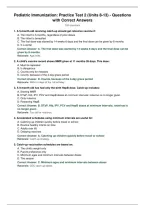 Pediatric Immunization&colon; Practice Test 2 &lpar;Units 8-13&rpar; - Questions&NewLine;with Correct Answers