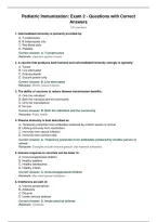 Full Package-&semi;&semi;Pediatric Immunization Exams with CORRECT Answers 